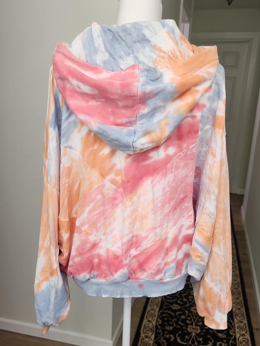PINK Victoria's Secret Pastel Tie Dye Cropped Batwing Slouchy Hoodie L - Picture 6 of 16